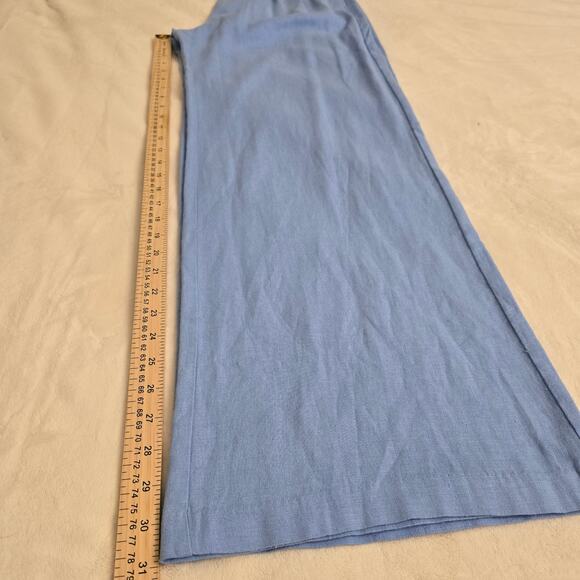 Abercrombie & Fitch Linen Blend Wide Leg Pants Blue Sz M High Rise Resortwear - Picture 7 of 11
